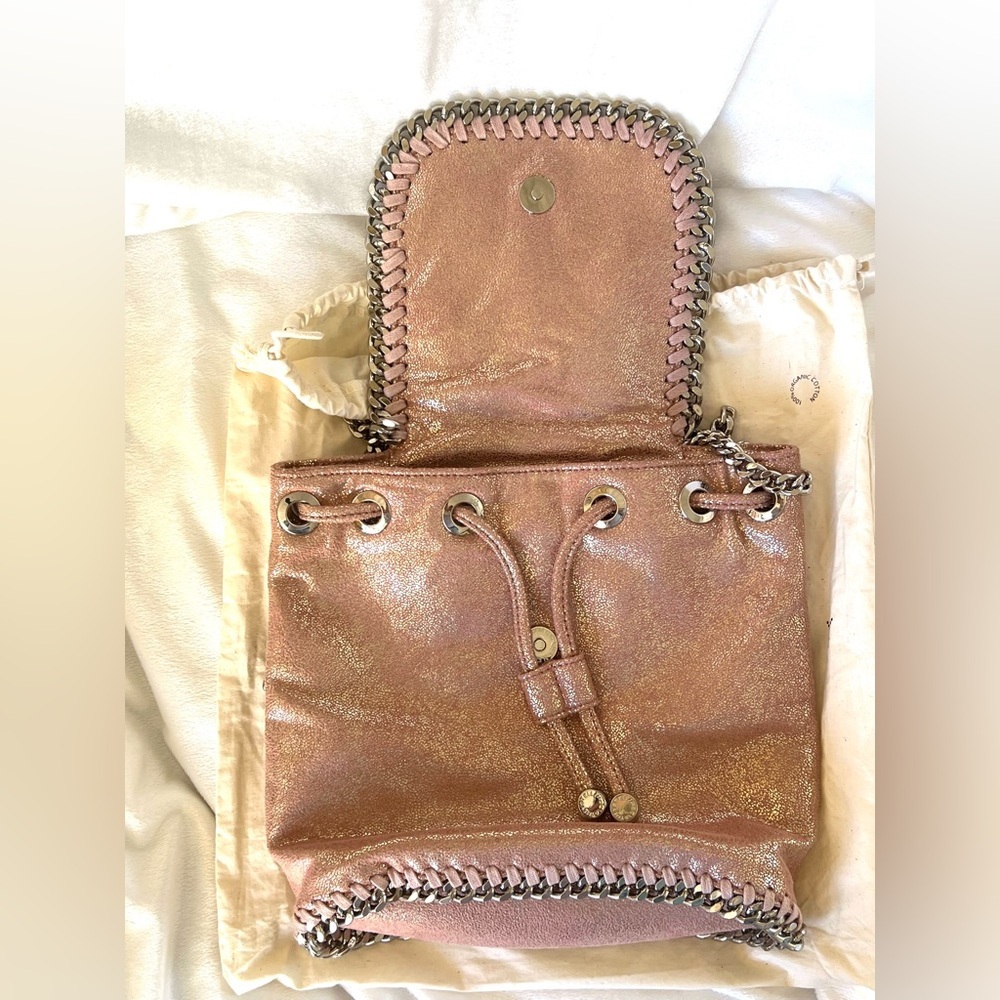 Authentic Stella McCartney Pearlescent Shaggy Deer Mini Rucksack Backpack Pink - Picture 6 of 15